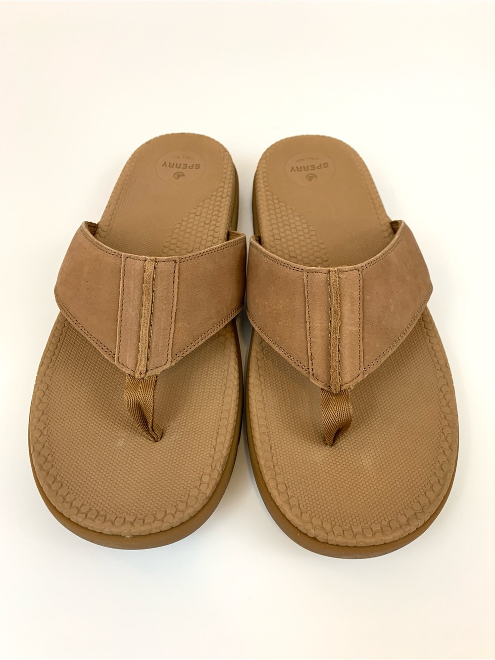 Sperry Santa Cruz II Men's Tan Leather Thong Sandals - Picture 2 of 9